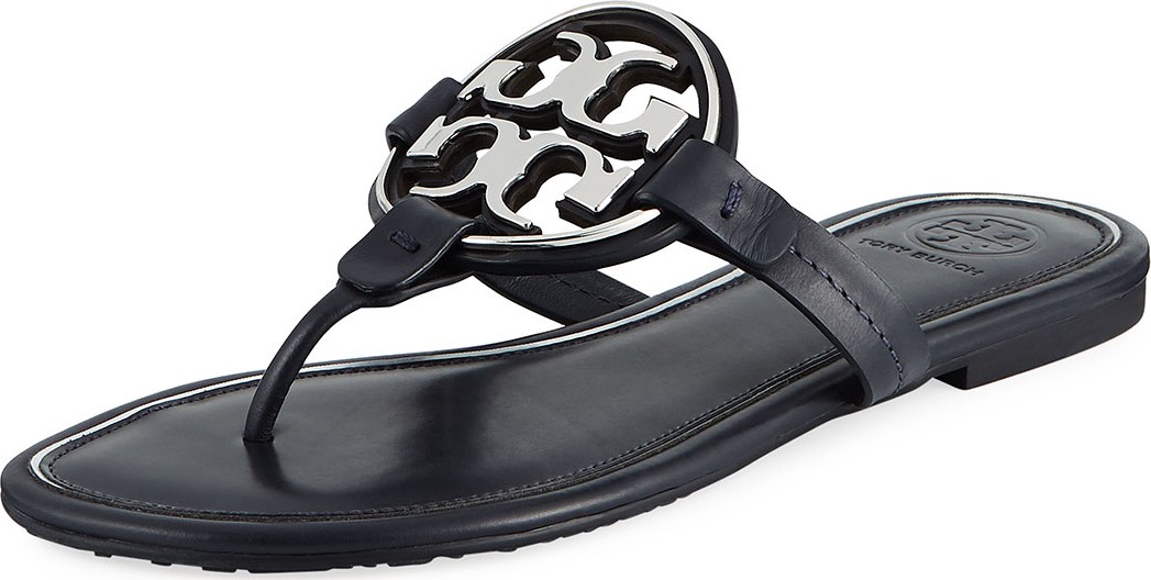 Tory Burch Metal Miller Logo Leather Sandals