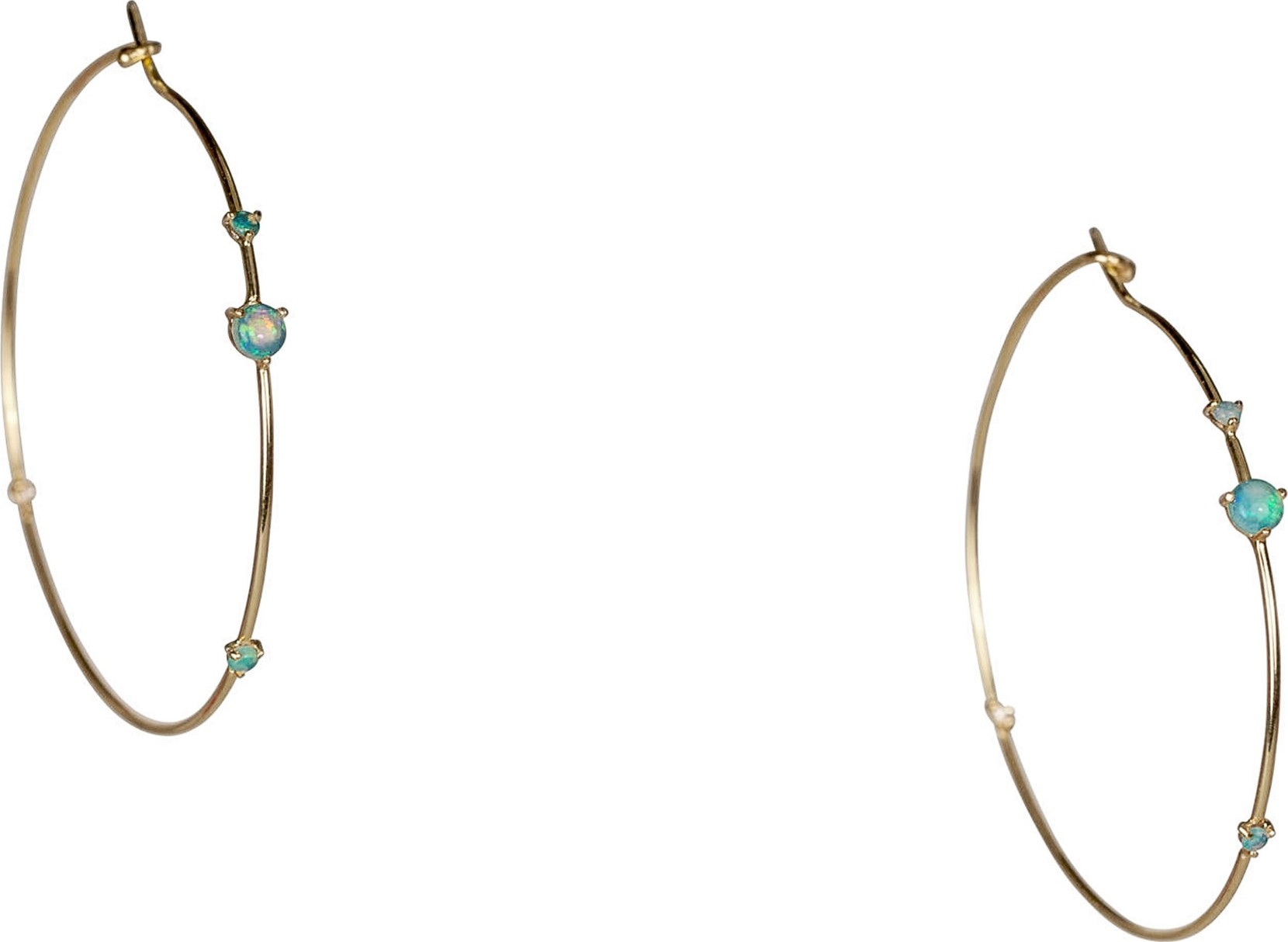 Wwake Four-Step Opal & Diamond Hoop Earrings