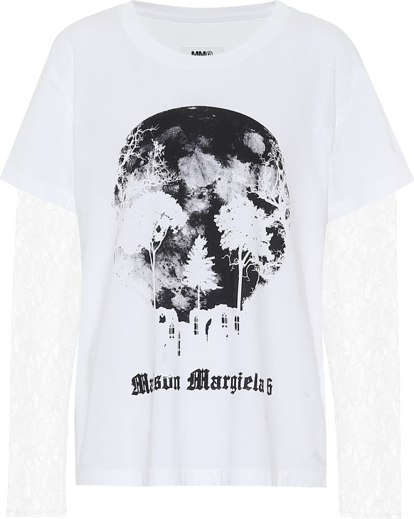 MM6 Maison Margiela Lace-trimmed cotton T-shirt