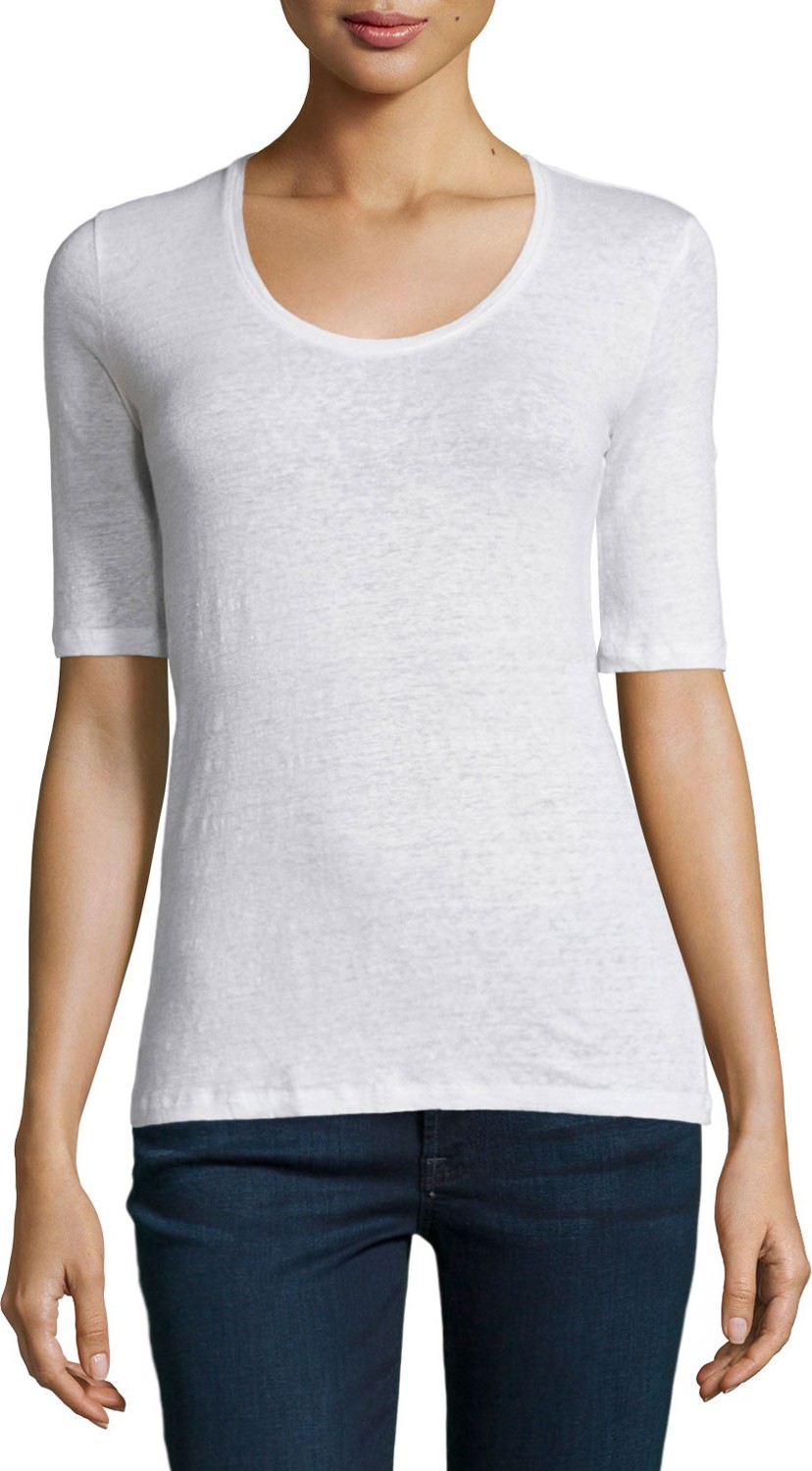 Majestic Linen Stretch Half-Sleeve Top