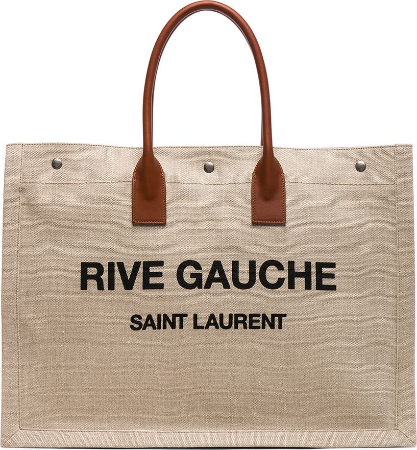 Saint Laurent Large Canvas & Leather Rive Gauche Noe Tote