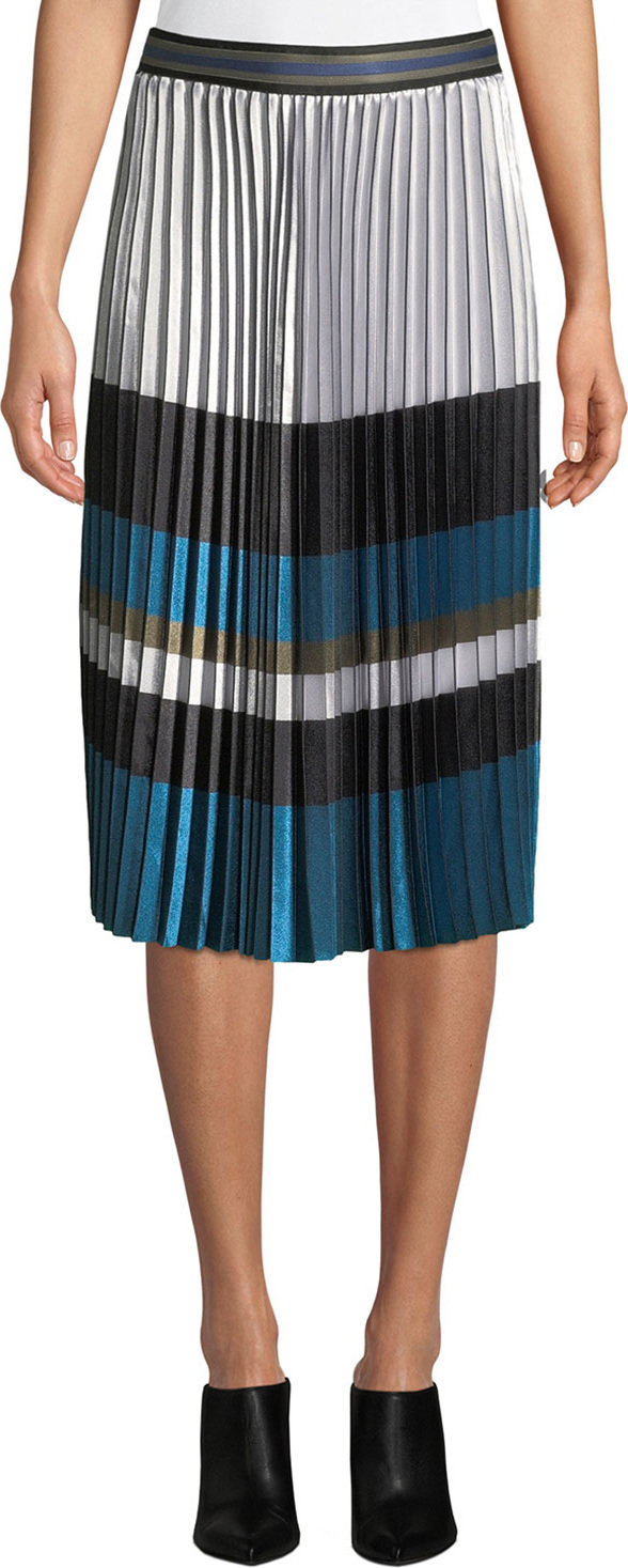 Elie Tahari Tamsen Colorblock Pleated Skirt