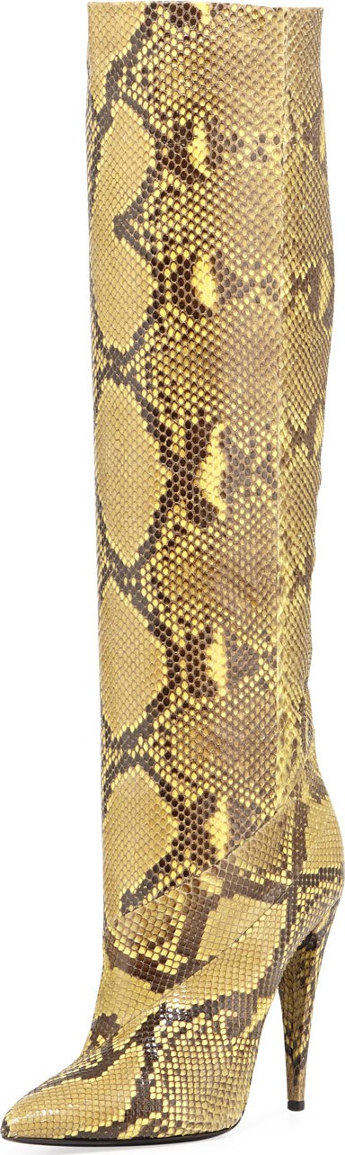 Saint Laurent Abbey Python Knee Boots