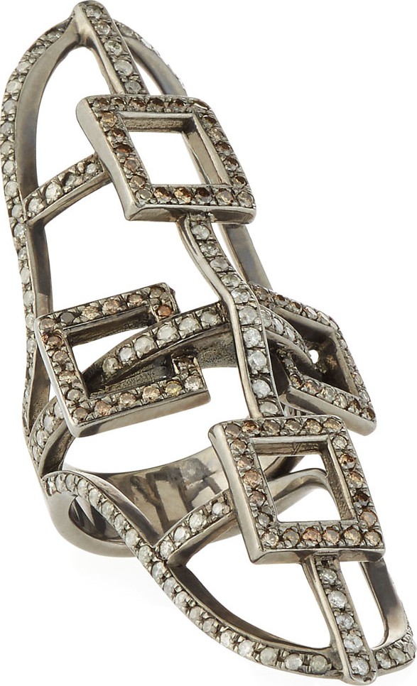 Loree Rodkin 18k White Gold Elongated Open Pave Ring