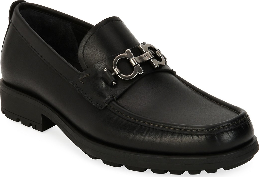 Salvatore Ferragamo Men's Leather Lug-Sole Loafer, Black