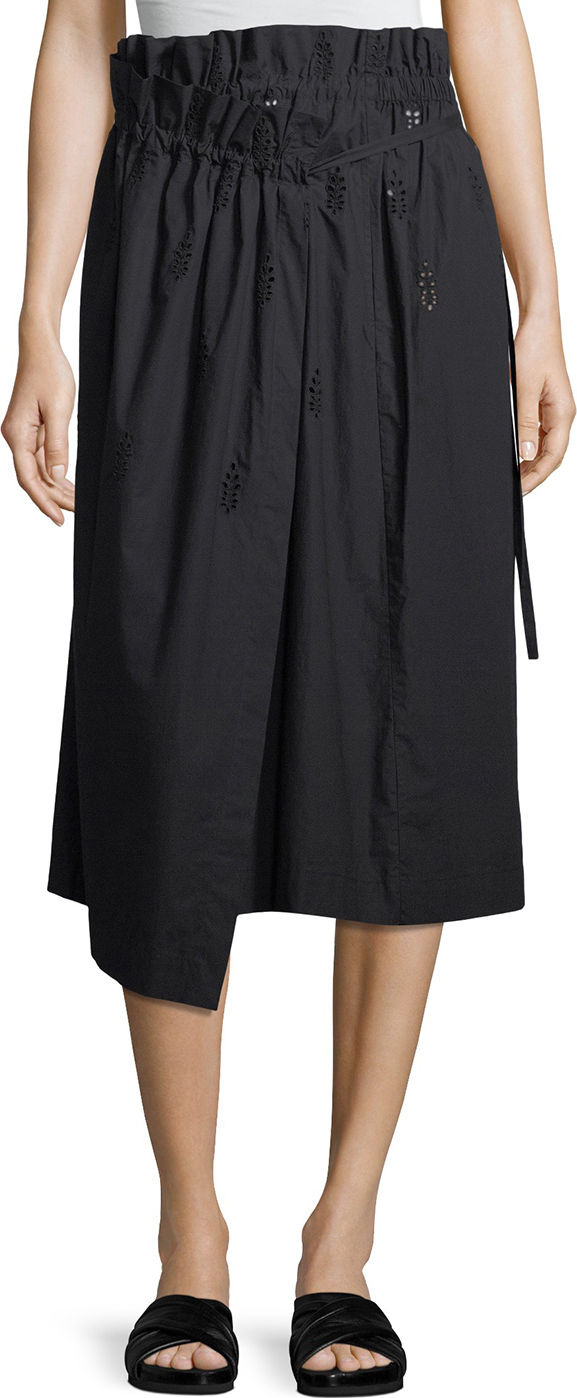 Vince Eyelet Wrap Midi Skirt