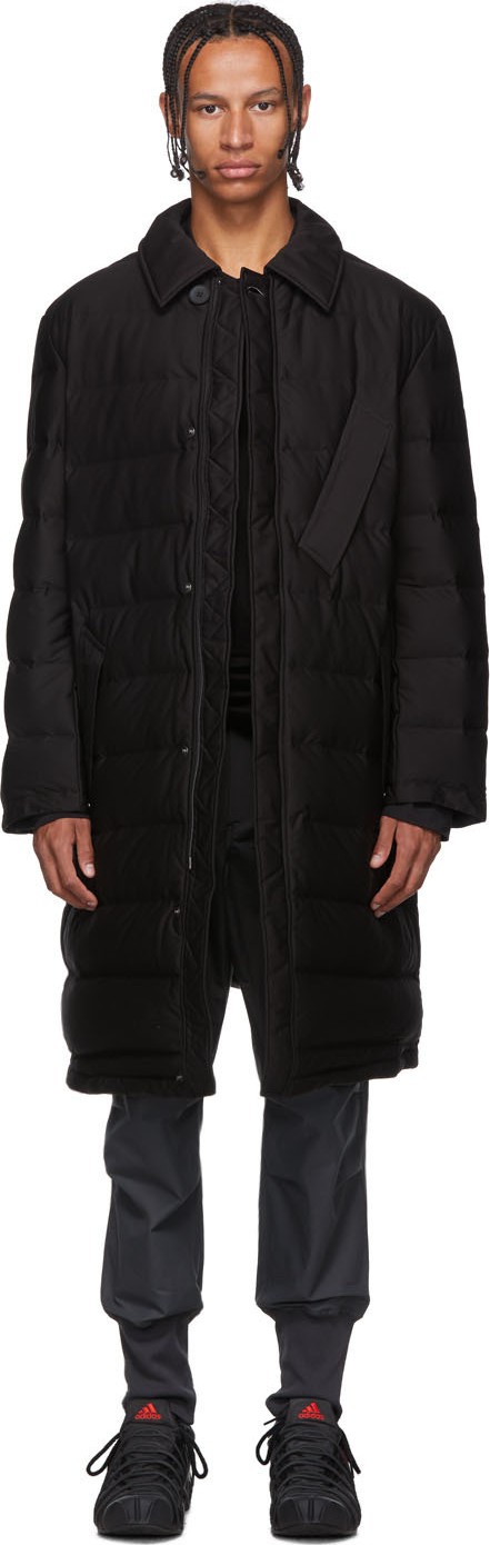Y-3 Black Down Mackintosh Coat