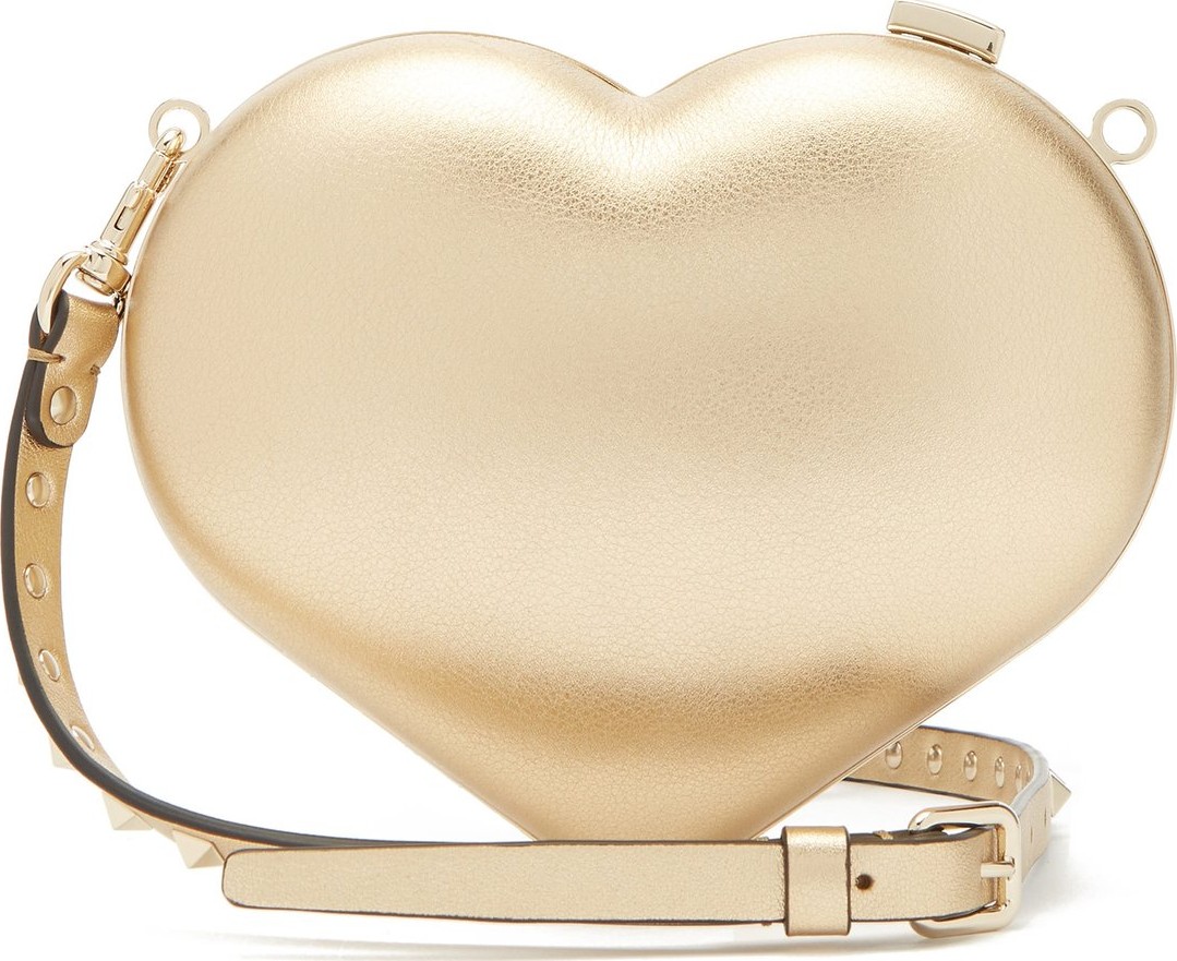 Valentino Carry Secrets metallic leather heart clutch