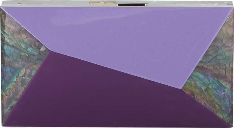 Rafe Melissa Rectangular Rainbow Shell Minaudiere Clutch Bag