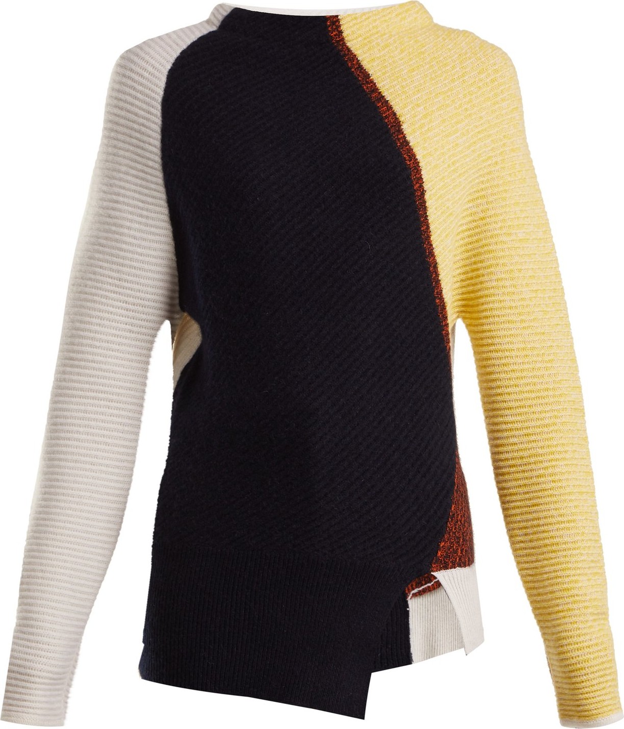Sportmax Patchwork ribbed-knit cashmere sweater
