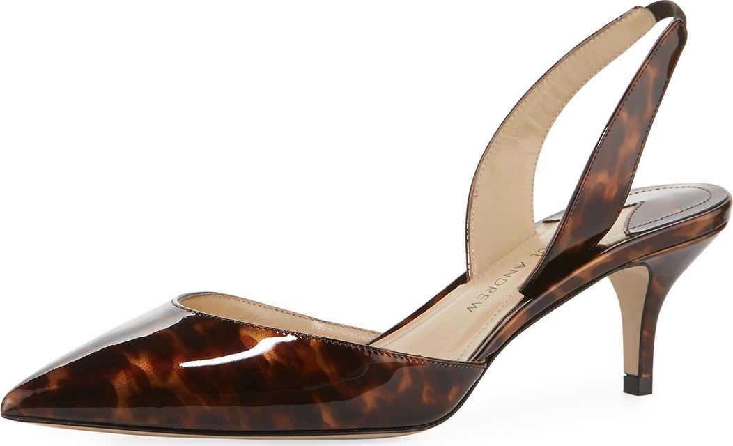 Paul Andrew Rhea Tortoise Kitten-Heel Slingback Pumps