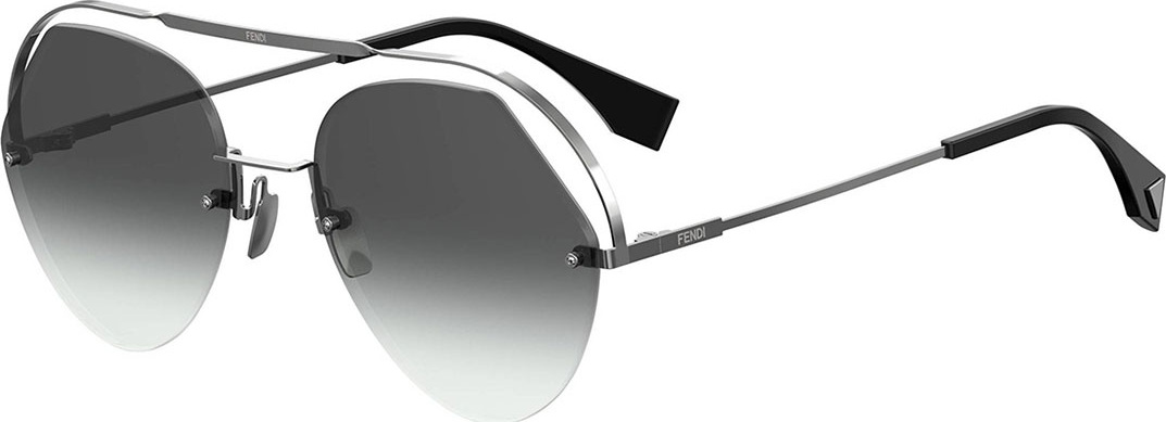 Fendi Rimless Aviator Sunglasses w/ Floating Brow Bar