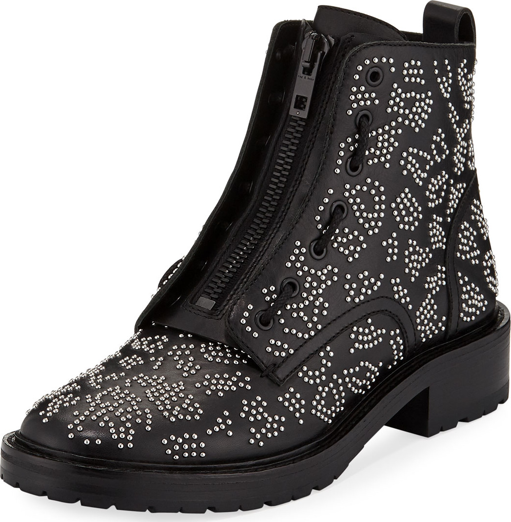 Rag & Bone Cannon Studded Leather Zip Boots