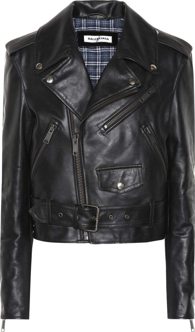 Balenciaga Printed leather biker jacket