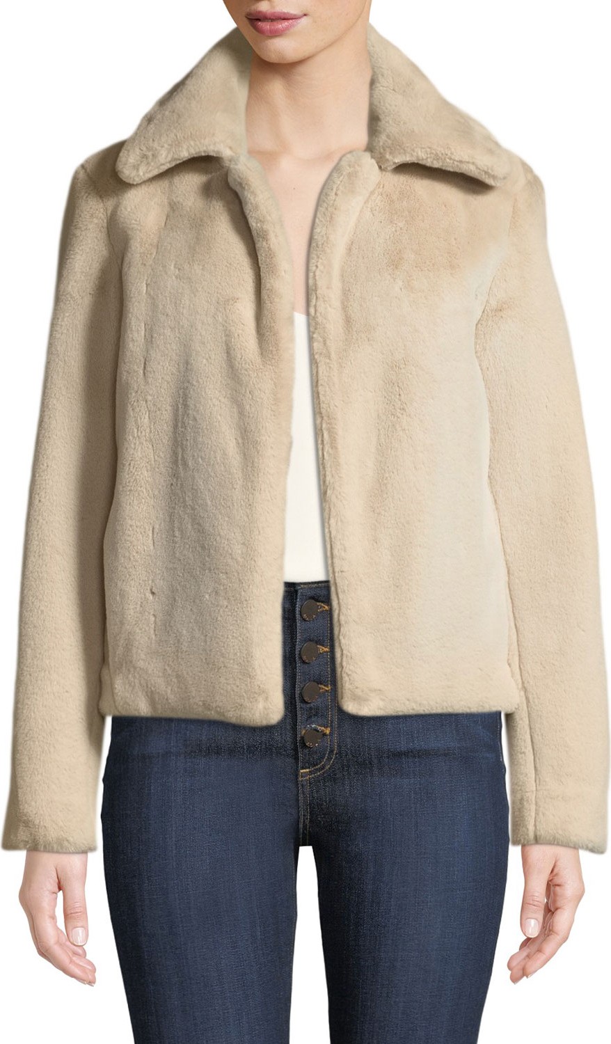 Theory Luxe Faux-Fur Portrait-Neck Jacket