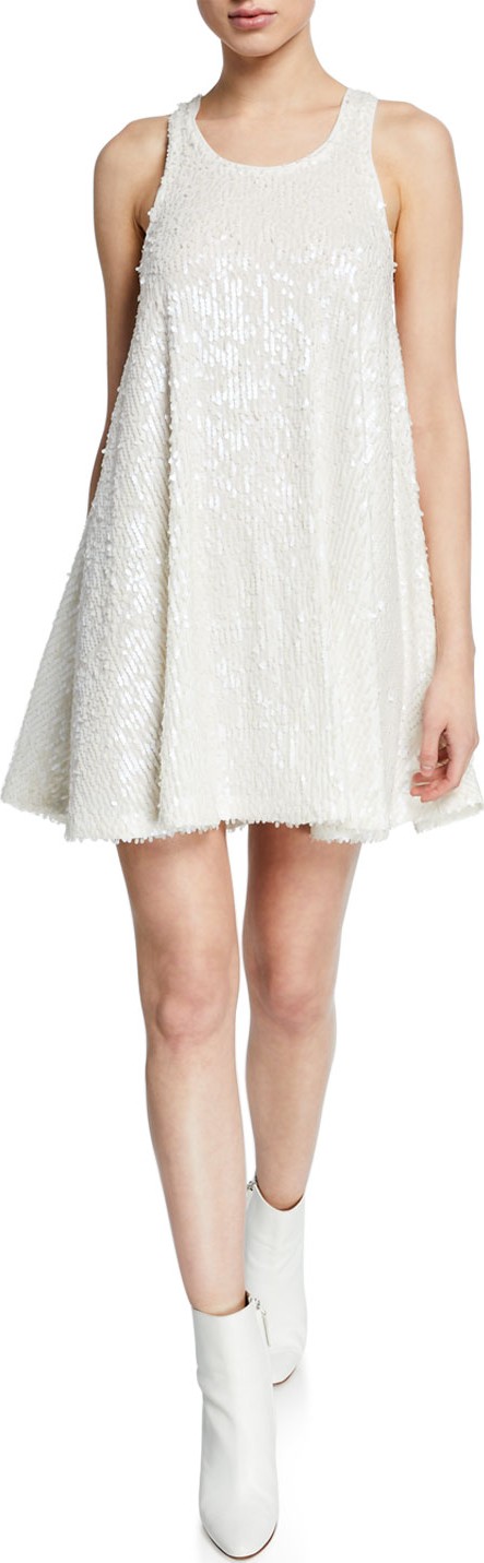 Norma Kamali Sequin Racerback Mini Flare Dress