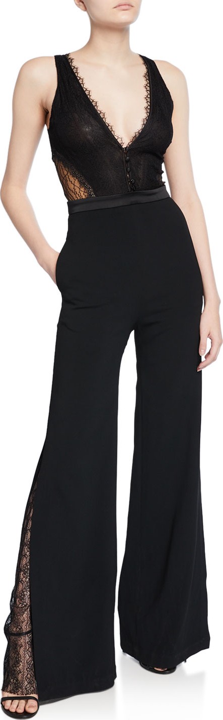 Jonathan Simkhai Sateen Lingerie Lace Jumpsuit