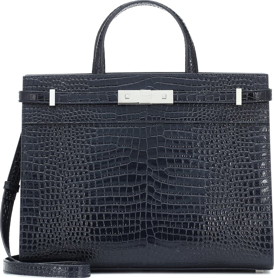Saint Laurent Manhattan Small croc-effect tote