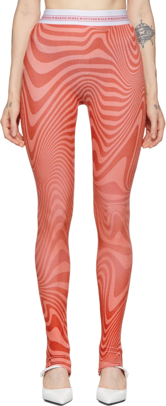 Marine Serre SSENSE Exclusive Pink Zebra Iconic Leggings