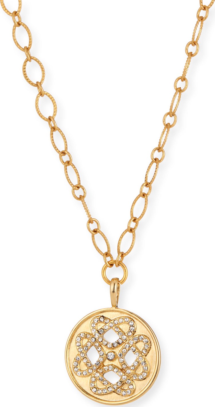 Sequin Hearts Talisman Necklace w/ Crystals