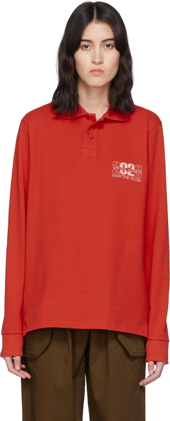 Martine Rose Red Jacquard Polo