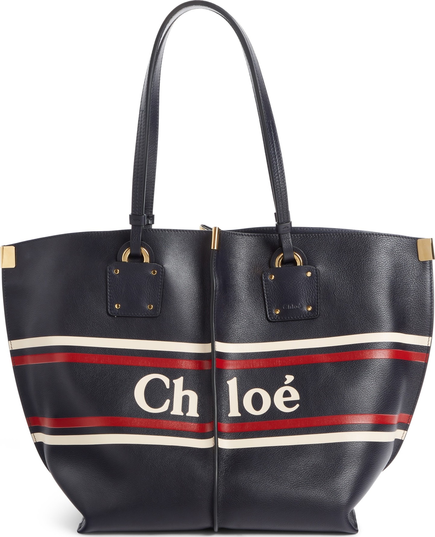 Chloe Vick Logo Embossed Leather Tote