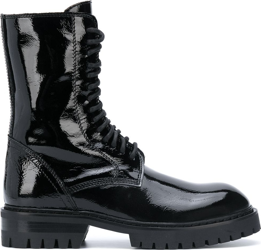 Ann Demeulemeester - Patent leather lace-up boots