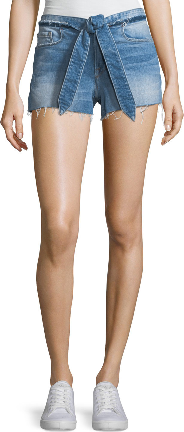 FRAME DENIM Le Cutoff Released Tie-Waist Denim Shorts
