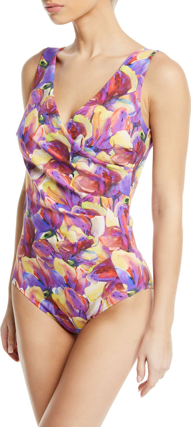 La Petite Robe di Chiara Boni Kylo Ruched Floral One-Piece Swimsuit