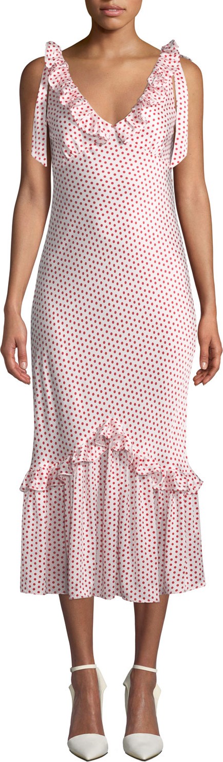 Maggie Marilyn You Can Hold Your Own Dot-Print Ruffle Dress