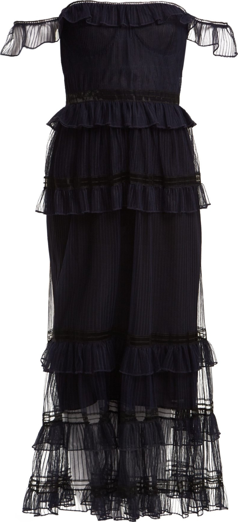 Jonathan Simkhai Strapless ruffled tulle dress