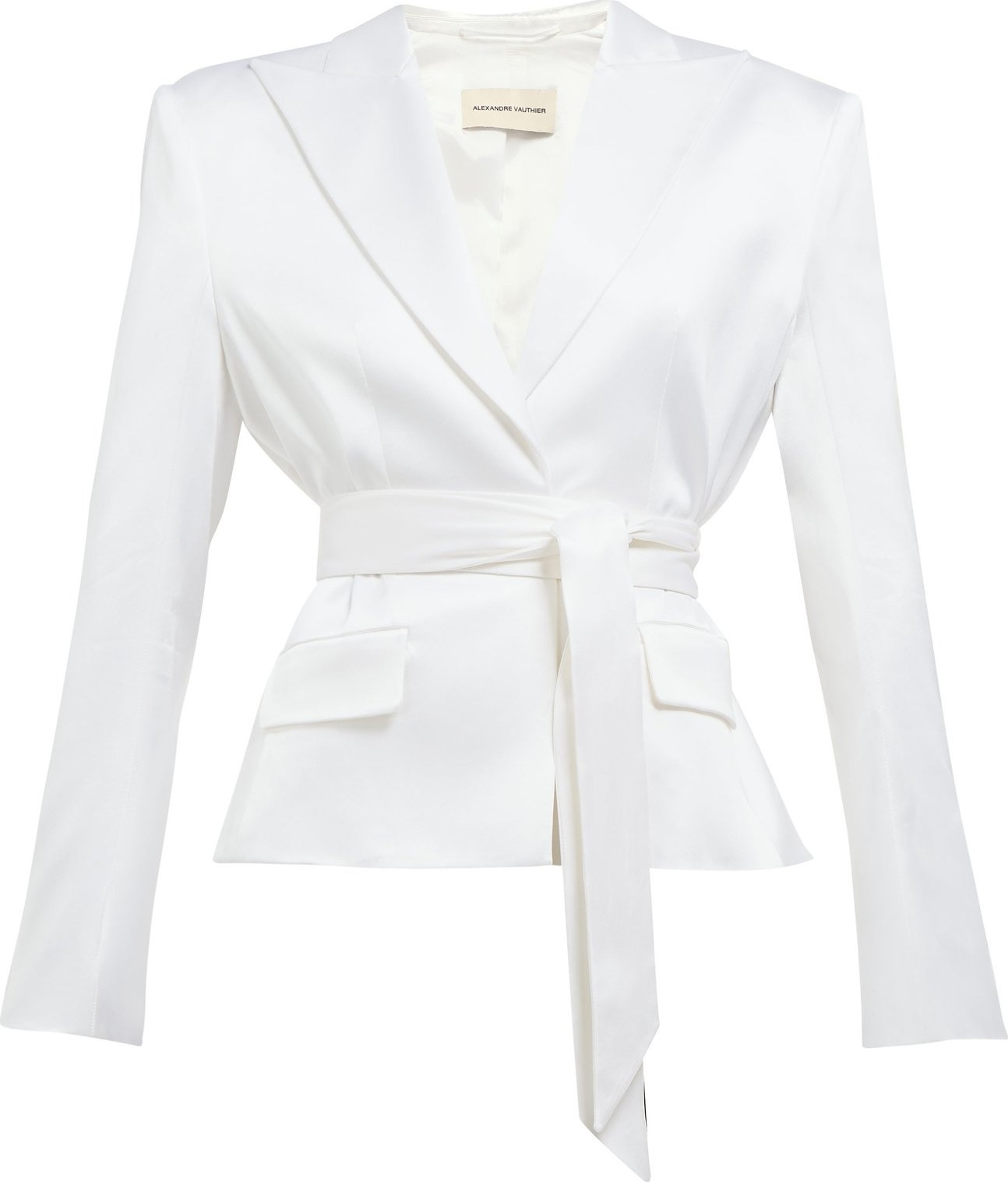 Alexandre Vauthier Single-breasted wrap-belt satin blazer