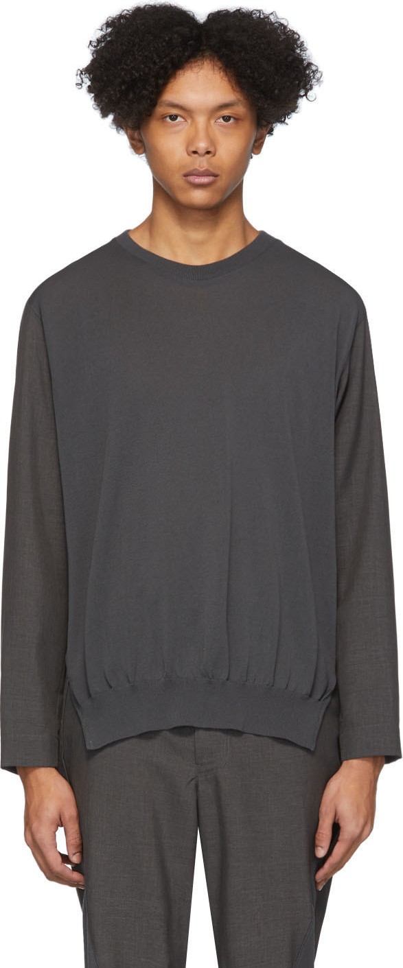 Issey Miyake Men Grey Knit Sweater