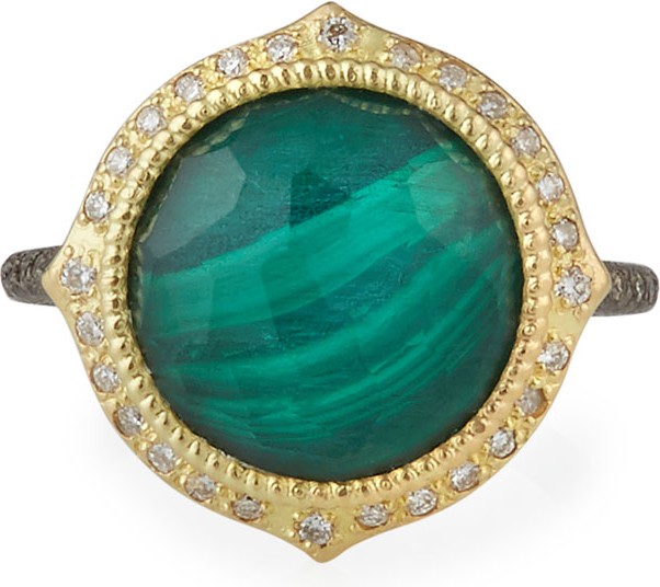 Armenta Old World Malachite/Topaz Doublet Ring w/ 18k Gold & Diamonds  Size 6.5