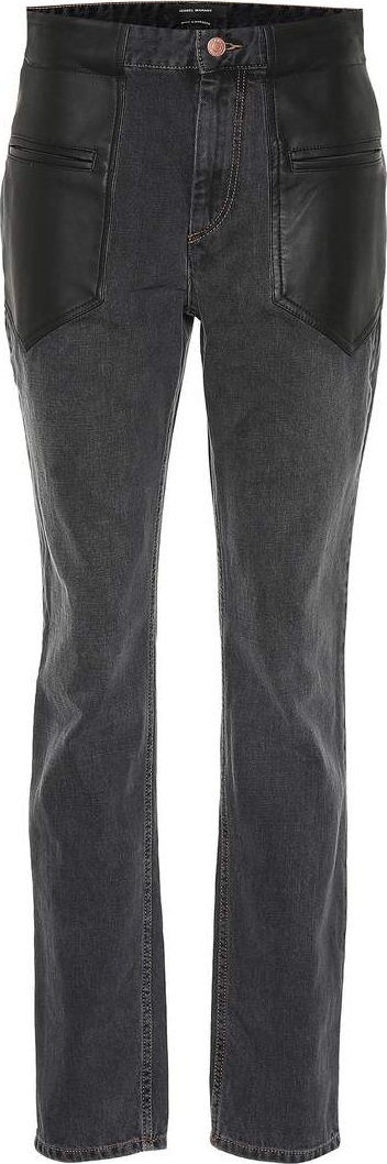 Isabel Marant Novera leather-trimmed jeans