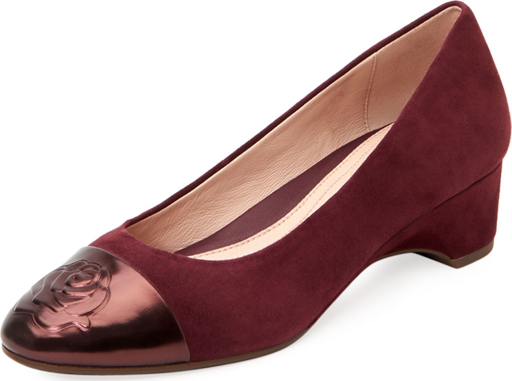 Taryn Rose Babe Metallic-Capped Suede Ballet Pumps