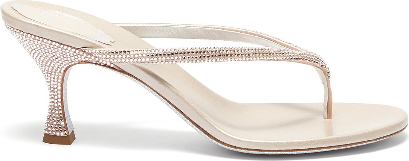 Rene Caovilla Crystal embellished strap thong sandal