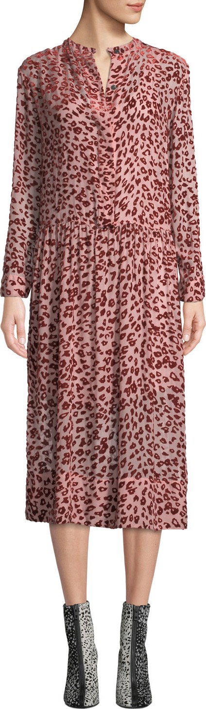 Rag & Bone Gia Velvet Burnout Long-Sleeve Shirtdress