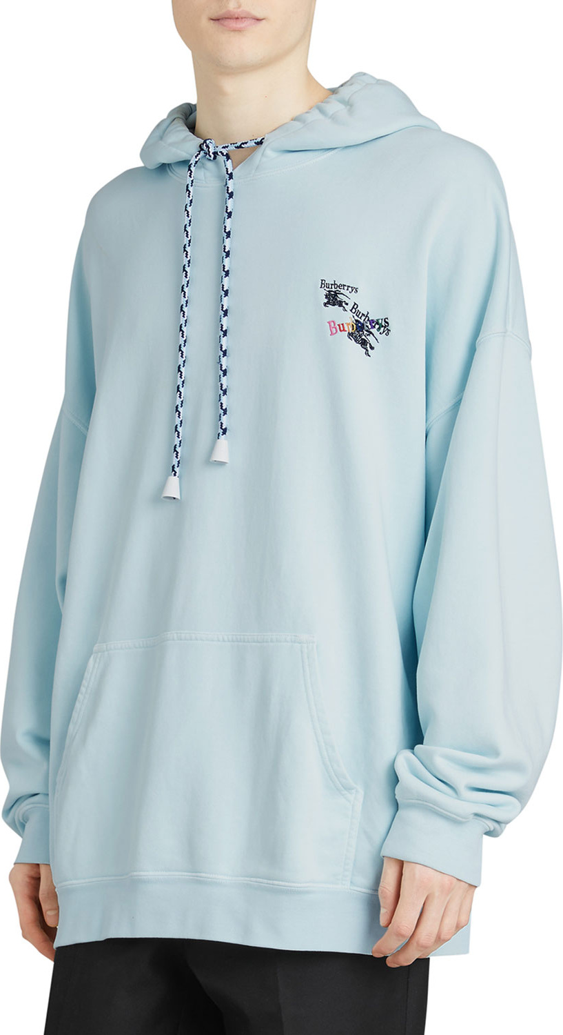 Burberry London England Men's Rainbow-Embroidery Jersey Hoodie