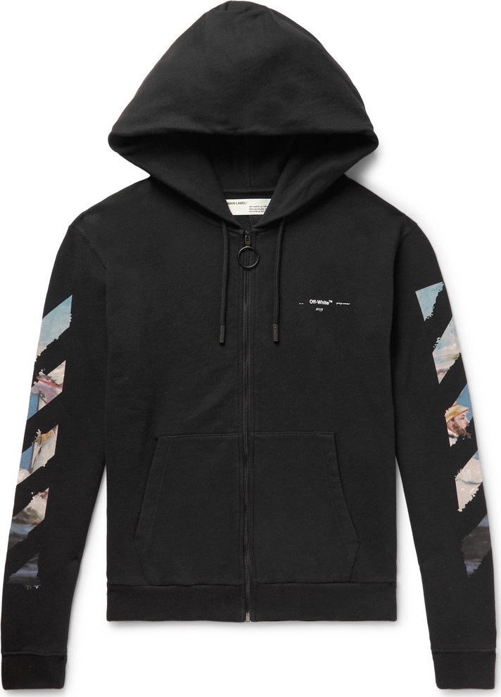 Off White Logo-Print Loopback Cotton-Jersey Zip-Up Hoodie