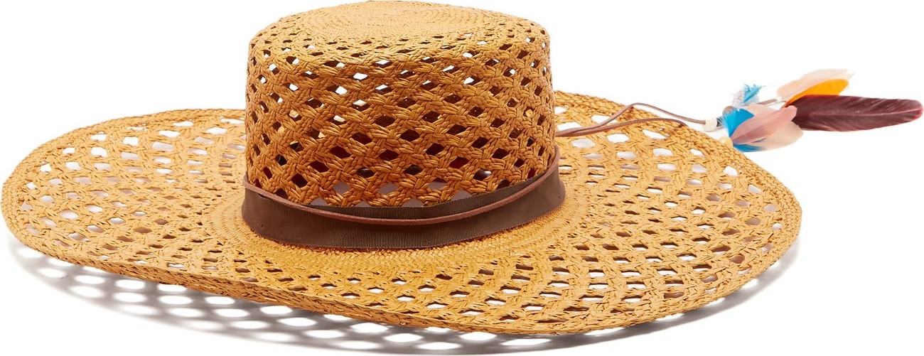 House of Lafayette Reed 1 feather-trimmed straw panama hat