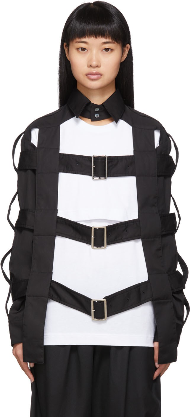 Comme Des Garcons Black Poplin Cage Shirt