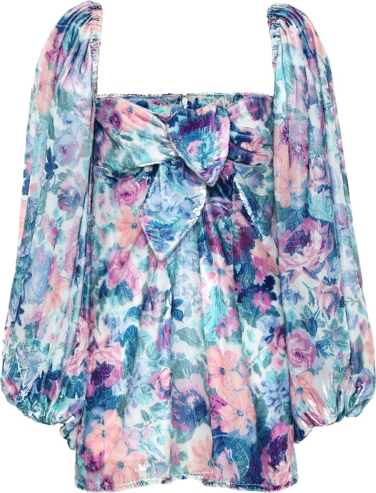 Attico Floral velvet minidress