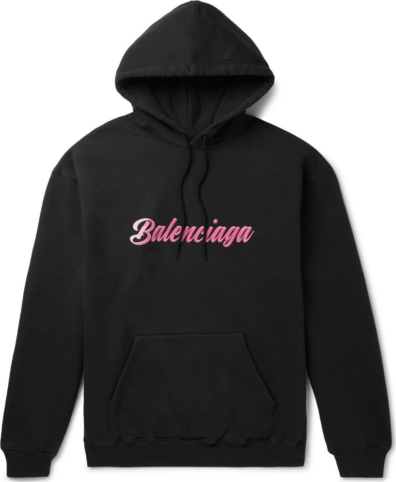 Balenciaga Logo-Print Fleece-Back Cotton-Jersey Hoodie