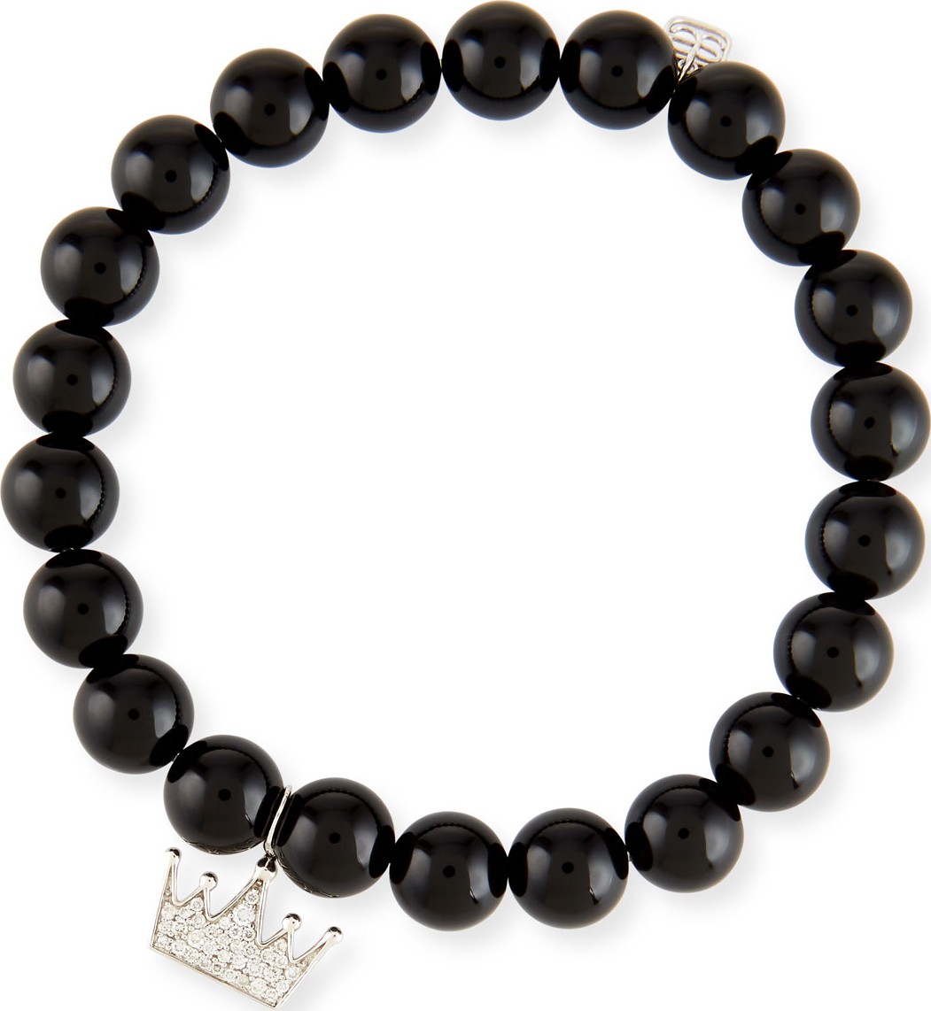 Sydney Evan Black Onyx & Diamond Crown Bracelet
