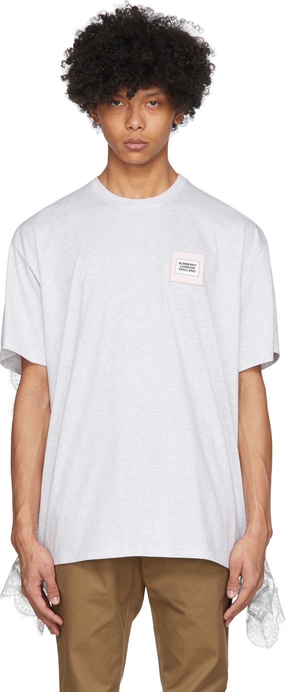 Burberry London England Grey Lace Cape Oversized T-Shirt Burberry London England Grey Lace Cape Oversized T-Shirt