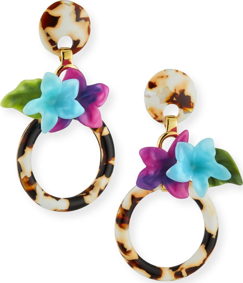 Lele Sadoughi Hibiscus Hoop Drop Earrings