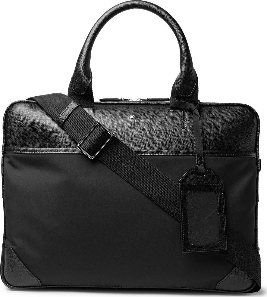 Montblanc Sartorial Jet Nylon-Panelled Cross-Grain Leather Briefcase