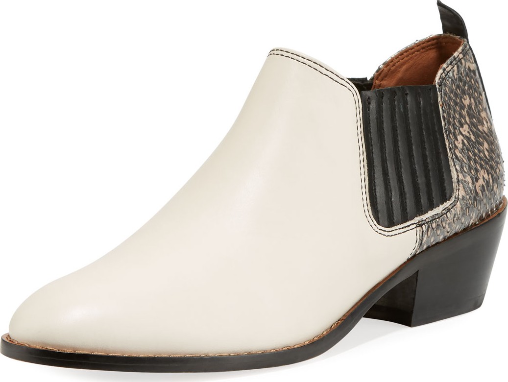 COACH Devin Leather and Snake-Print Booties