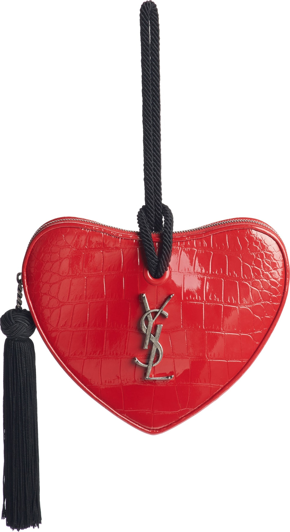 Saint Laurent Heart Croc Embossed Clutch